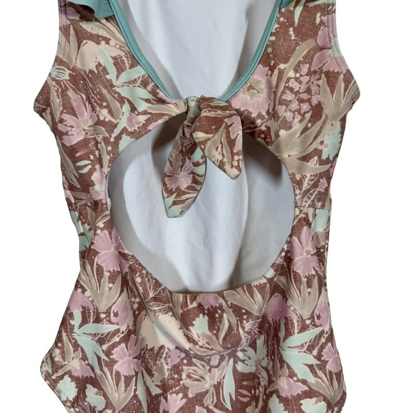 Minnow Girls Cypress Floral One Piece Swimsuit with Ruffle Open Tie Back - Picture 7 of 12